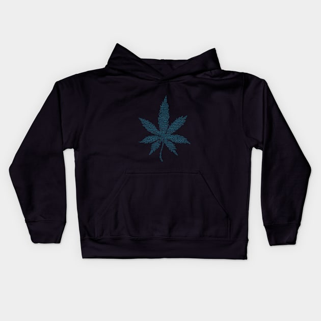 Weed Leaf Silhouette Shape Text Word Cloud Kids Hoodie by Cubebox